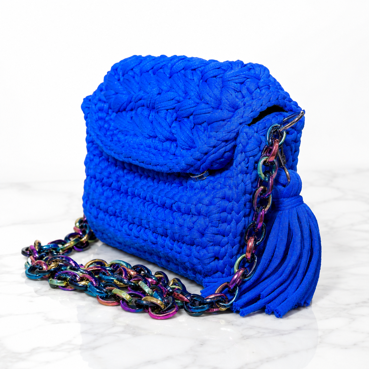 Amani Bahari – Sac à Main Crocheté Bleu | Sacoches de Paty