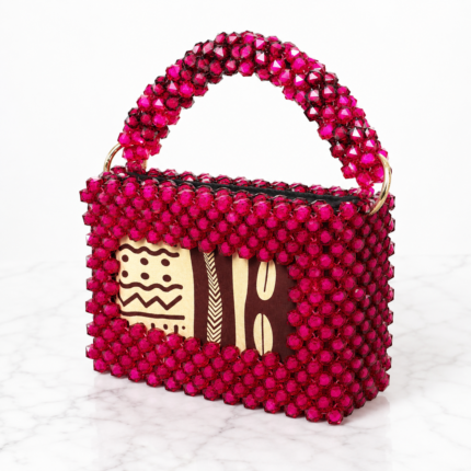 Zola Nyota – Sac à Main Perlé Rouge & Wax | Sacoches de Paty
