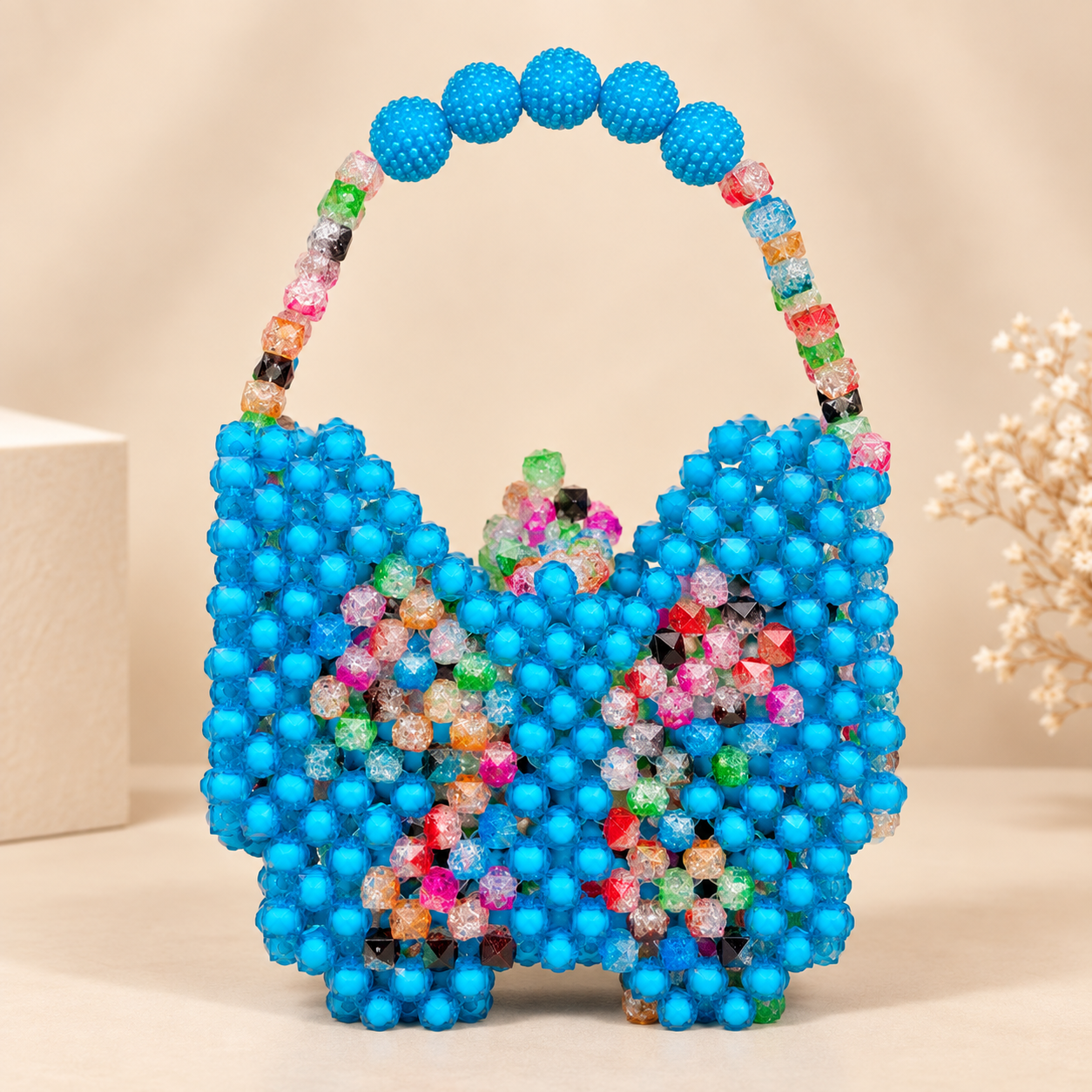 AYANA1 AYANA – Mini Sac Papillon Perlé Bleu Royal | Sacoches de Paty – Image 1