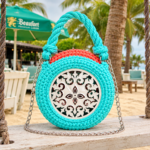 AYO – Sac Bandoulière Crocheté Turquoise & Corail | Sacoches de Paty – Image 2
