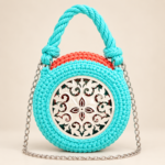 AYO – Sac Bandoulière Crocheté Turquoise & Corail | Sacoches de Paty